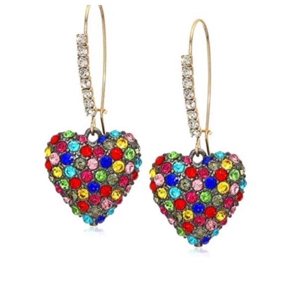 💙 Betsey Johnson stunning drop dangle heart earrings 💙 - Picture 3 of 8